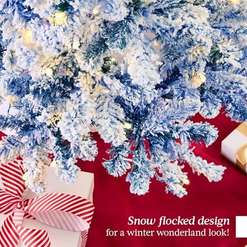 Best Choice Products Pre-Lit Blue Christmas Tree, 9ft Artificial Flocked Full Fir Tree, Holiday Decoration w/ 900 Lights, 2,094 Branch Tips