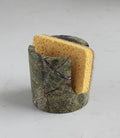 Nawgnail Natural Marble Travertine Sponge Holder for Kitchen Counter, Drying Rack, Sponge Caddy for Sink Organizer - Green Rainforest Marble