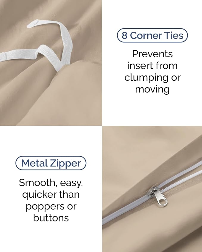 Duvet Cover Twin/Twin XL Size Set - Extra Soft Twin/Twin XL Duvet Cover 68" x 90" with 1 Pillow Sham for Women, Men, Kids & Teens - Comfy, Easy-Care & Fade Free with Zipper Closures and Ties (Wheat)