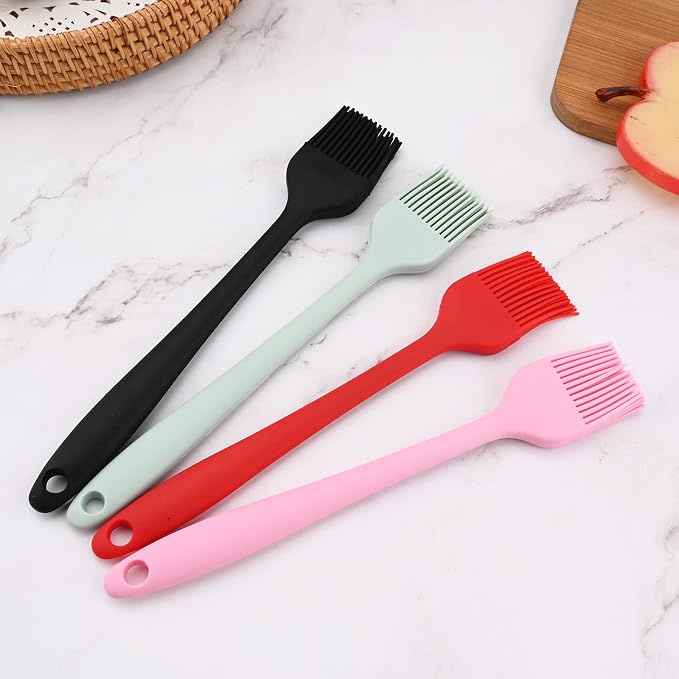 6-piece Silicone Spatula Heat Resistant Kitchen Spatulas Basting Brush for Non Stick Cooking and Baking, Flexible Spatula, Dishwasher Safe, Rubber Spatula - Black