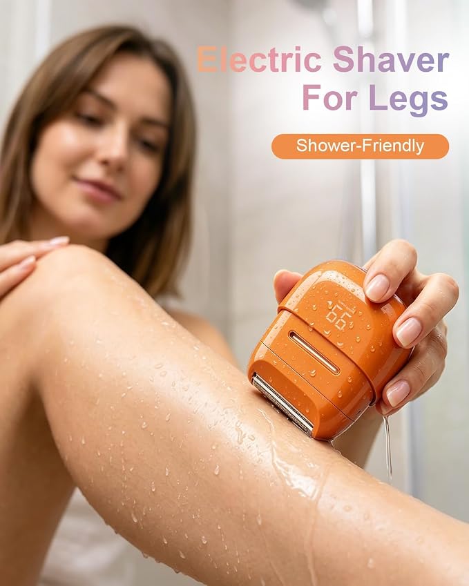 Electric Shaver for Women Waterproof Mini Electric Razors for Women - Cordless Foil Shaver for Hair Removal, Legs, Face, Body, Bikini,Sensitive Skin, Razor for Teen Girls (Orange, Fashion)