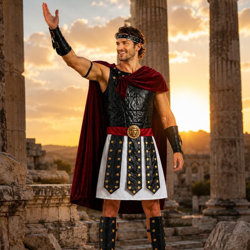 Men's Roman Gladiator Costume for Adults, Ancient Roman Warrior Outfit, Centurion Cosplay Costume