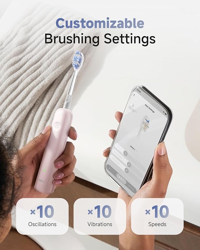Laifen Wave Pro Sonic Electric Toothbrush for Adults – 2026 Model, 60° Oscillations for Ultra-Clean, Smart App, 70-Day Battery, 2 Brush Heads, IPX8 Waterproof (Pink ABS)