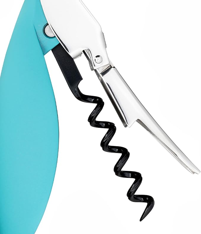 Alessi AAM32 AZ Parrot - Sommelier Design Corkscrew, Cast Aluminum and PC, Light Blue
