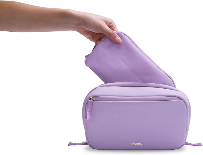 Orbitkey 2-in-1 Tech Accessory Pouch with Detachable Slim Sleeve – Travel Electronics Organizer for Cables, Chargers, Earbuds, Power Bank – Compact Gadget Bag & Portable Tech Storage Case (Lilac)