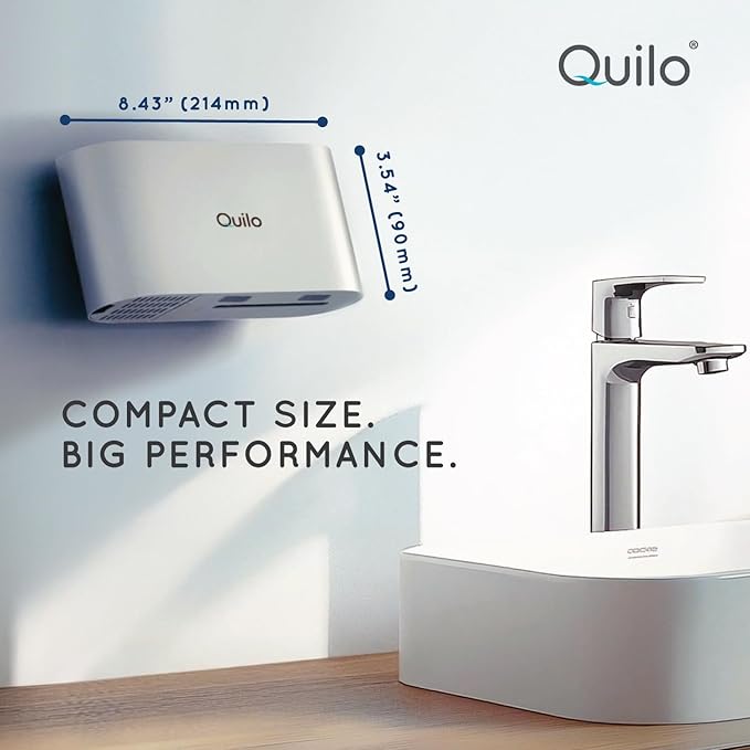 Quilo PALMZ™ Touchless Hand Dryer for Home & Small Spaces – Hygienic Alternative to Hand Towels | Compact Wall-Mount or Countertop | Dries Hands in ~15 Seconds | Modern Bathroom Upgrade