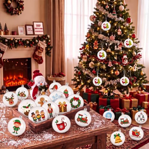 Zubebe 72 Pcs 2.36 Inch Christmas Blank White Ball Ornaments