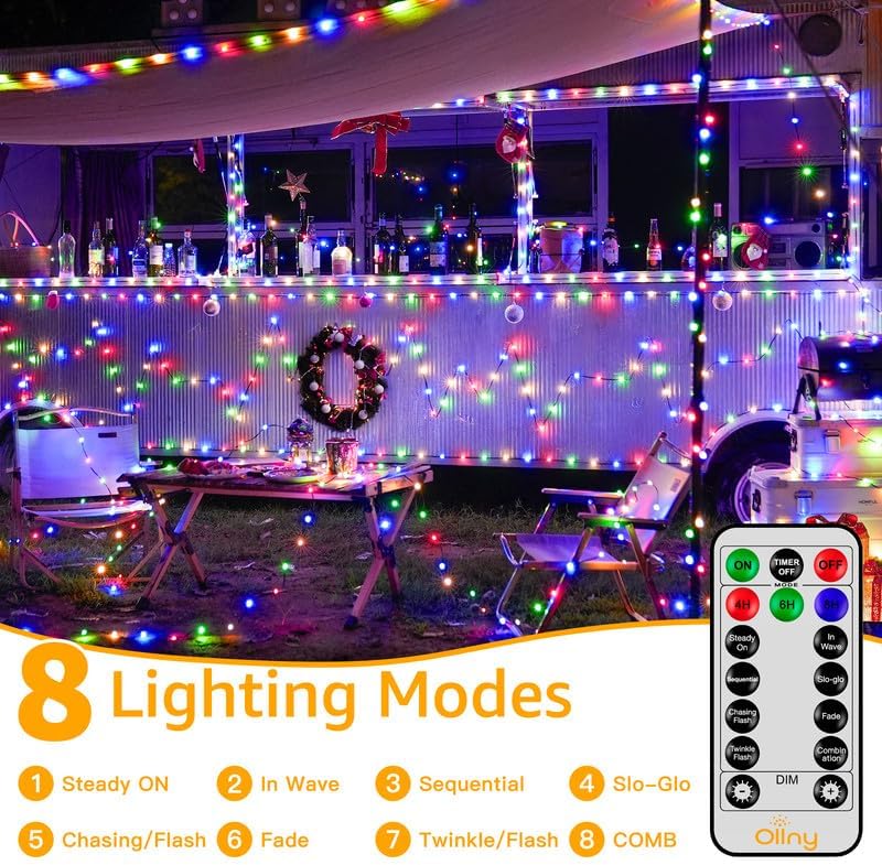Ollny 393FT 1200LED Outdoor Christmas Lights with Remote 8 Modes Multicolor