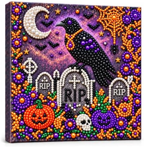 Diamond and Pearl Art Kits for Adults, Halloween Decorations, Framed Decor