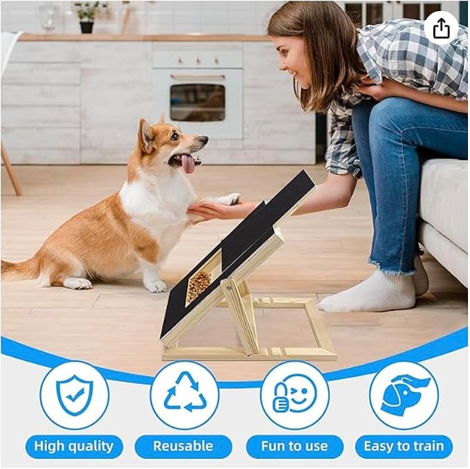 Dog Nail Scratch Board - with Treat Draw- Dog Scratch Pad for Nails – Durable Wooden Nail Filing Board with Treat Drawer (All Breeds, Adjustable)