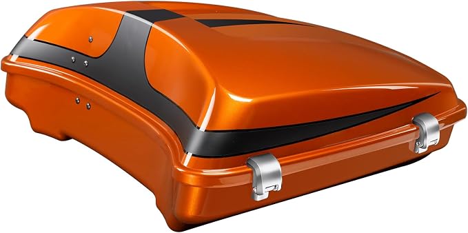 5.5" Razor Motorcycle Trunk W/Latch Key Fit For Harley 2014-2025 Touring CVO Road King Street Glide Electra Glide Ultra Limited Pack Scorched Orange/Black Denim