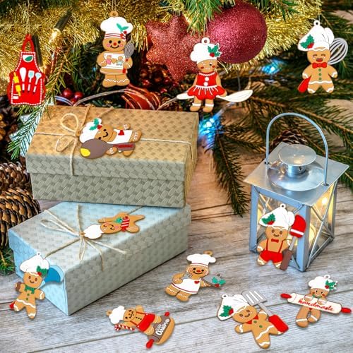 24pcs Gingerbread Christmas Decoration for Tree - Cooking Gingerbread Man Ornaments Christmas Hanging Decor for Christmas Tree Home Kitchen Decor Party Supplies