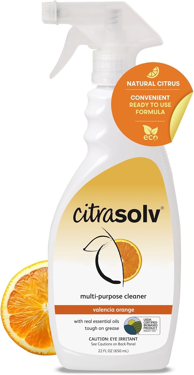 Citra Solv All Purpose Cleaning Spray – Powerful Citrus Degreaser for Kitchen & Bathroom, Multi-Surface Cleaner, No Harsh Chemicals, Valencia Orange 22oz