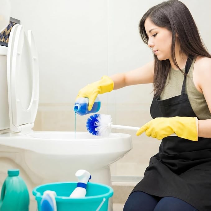 Reallnaive 24 Pcs 18 Inch Toilet Brush Toilet Bowl Cleaner Brush Bathroom Long Plastic Handled Cleaning Scrubber with Hook Hole for Household Bathroom Cleaning Supplies (Round Handle)