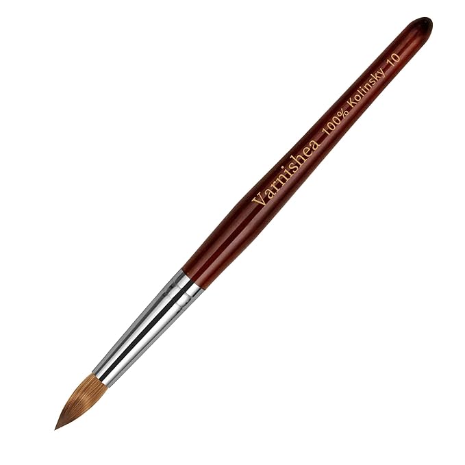 100% Pure Kolinsky Acrylic Nail Brush Solid Wood Handle Professional Manicure Brushes for Powder Nail Acrylic Application - Salon & DIY Nail Art Essentials - Size 10, 1.0 Count