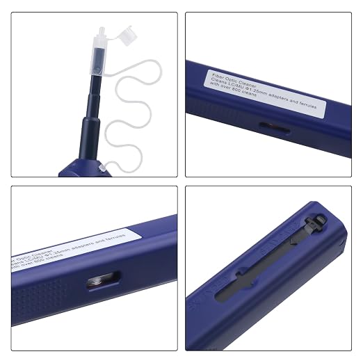 Xunsomten- 10 PCS Fiber Optic Cleaner Pen, LC/MU 1.25mm Ferrules Fiber Cleaning Pen Connector Clean, More Than 800+ Times, Fiber End Face Cleaner Tools, Includes Dust Caps