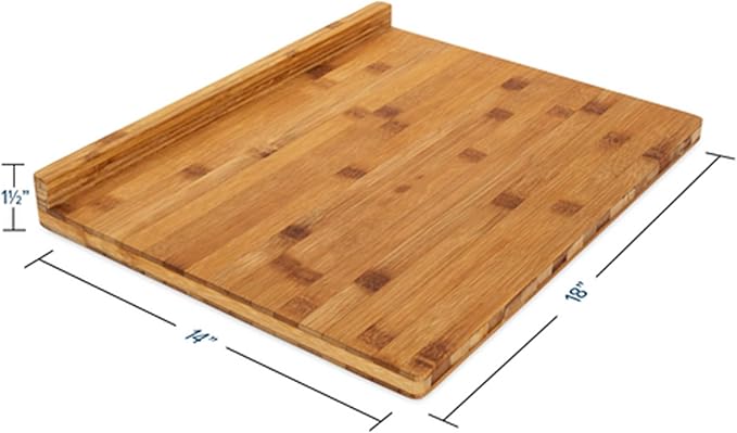 Camco Bamboo Cutting Board with Counter Edge | Perfect for Vegetables, Fruits, Meats, and Cheeses | Measures 18-inches x 14-inches x 1-3/4-inches (43545), Brown