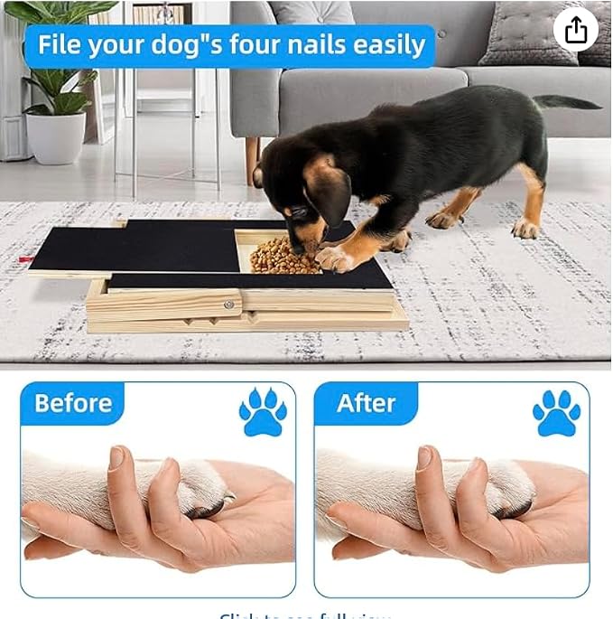 Dog Nail Scratch Board - with Treat Draw- Dog Scratch Pad for Nails – Durable Wooden Nail Filing Board with Treat Drawer (All Breeds, Adjustable)