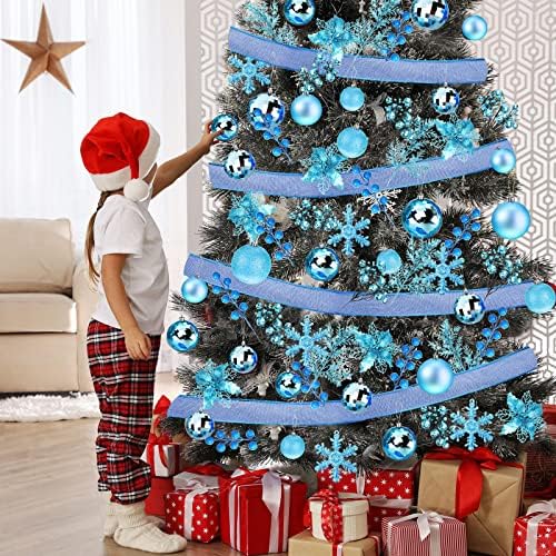 Sratte 94 Pcs Christmas Tree Ornaments Decoration Set,Blue