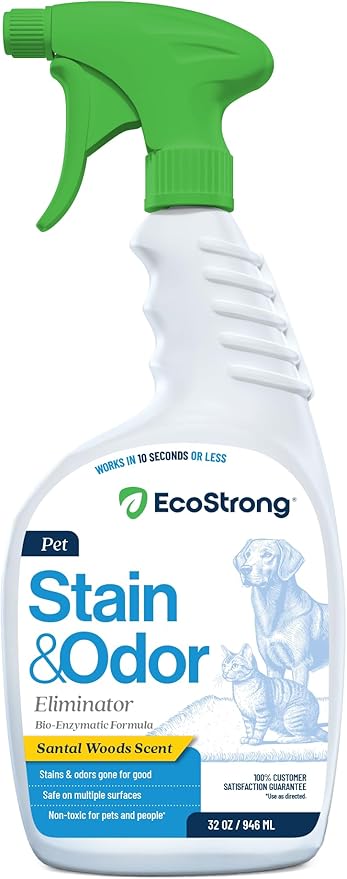 Eco Strong Pet Stain and Odor Remover - Pet Odor Eliminator, Urine Destroyer for Dogs, Pet Urine Enzyme Cleaner | Santel Woods - 32 oz