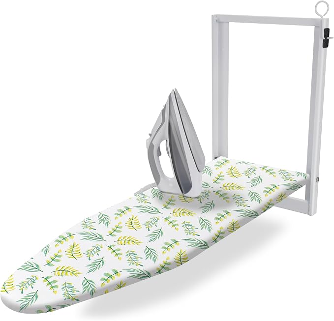 SheeChung Wall Mounted Ironing Board 36"X12",Foldable Ironing Board,Yellow | Removable Cotton Cover and Pad,Fold Down Ironing Board,Steel Mesh,Easy-Release Lever,Fits for Small Space Laundry Apartment