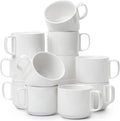 BTaT- Porcelain Stackable Coffee Mugs, 12 Pack, 12 oz, White | Ceramic Coffee Cups, Dishwasher and Microwave Safe