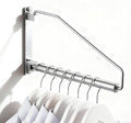 NEWRAIN Laundry Hanger, Wall Mounted Clothes Hanger with Swing Arm Holder Brass Hanging Drying Rack Space Saver,Chrome