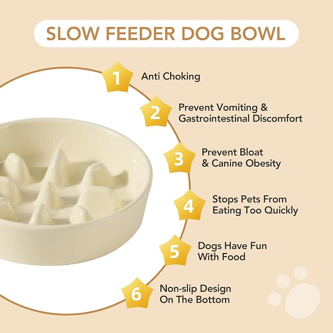 Havniva Dog Bowls Slow Feeder, Ceramic Slow Feeder Dog Bowls for Fast Eater | 1.2 Cups Dog Food Bowl Puzzle Feeder, Slow Feeding Bowls for Small & Medium Breed, Non-Slip Base, Anti-Choking