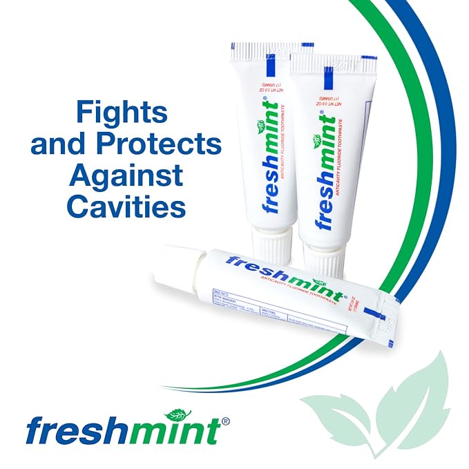 Freshmint 0.6 oz. Anticavity Fluoride Toothpaste, 144 Tubes, White Laminated Tube, Tubes do not Have Individual Boxes for Extra Savings, Travel Size