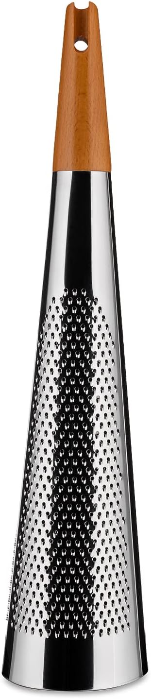 Alessi "Todo" Giant Cheese And Nutmeg Grater in Steel And Wood, Silver