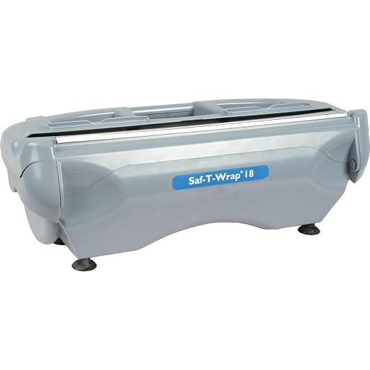 San Jamar Saf-T-Wrap Plastic Wrap and Foil Dispenser for Commercial Kitchens, Bakeries, And Restaurants, Plastic, 18 Inches, Gray