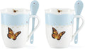 Lenox 897800 Butterfly Meadow Color Mugs With Spoons, Set Of 2, Blue