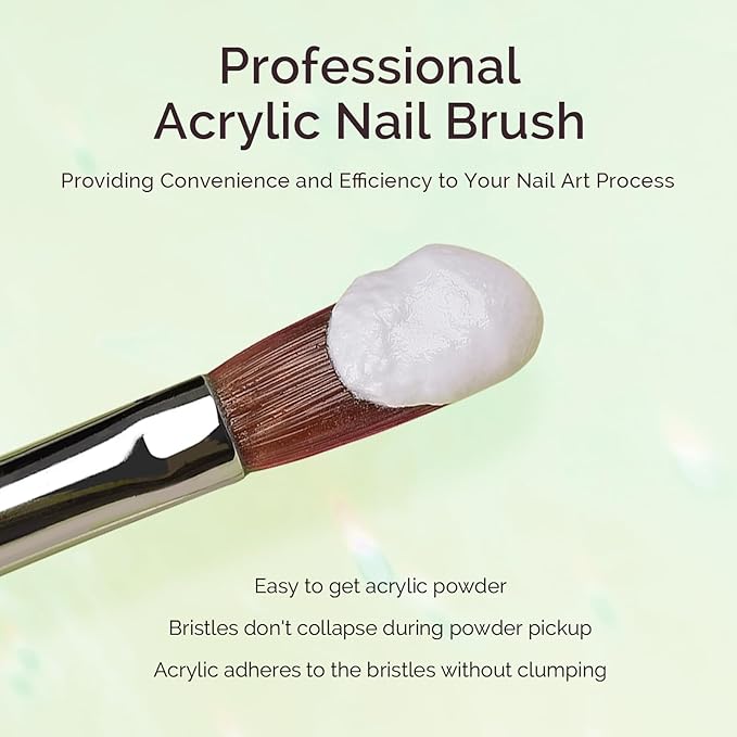 MelodySusie Kolinsky Acrylic Nail Brush,66% Kolinsky Hair Professional Nail Art Brush for Acrylic Application,Aurora Collection Fine Glitter Brush,Size 8