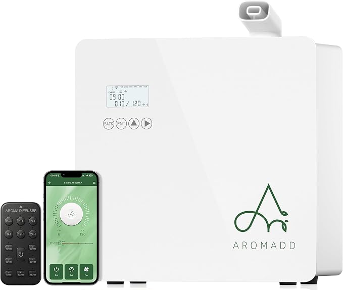 2026 Upgraded 3500 Sq.Ft HVAC Scent Diffuser for Home, Smart Whole House Scent System with App & Remote Control, Hotel Collection Waterless Diffuser for Large Room, Cold Air Tech, 600mL, White