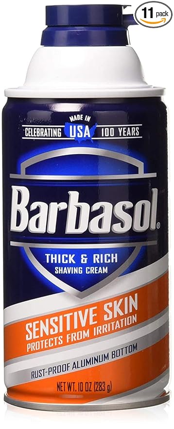 Barbasol Thick & Rich Shaving Cream, Sensitive Skin 10 oz (Pack of 11)