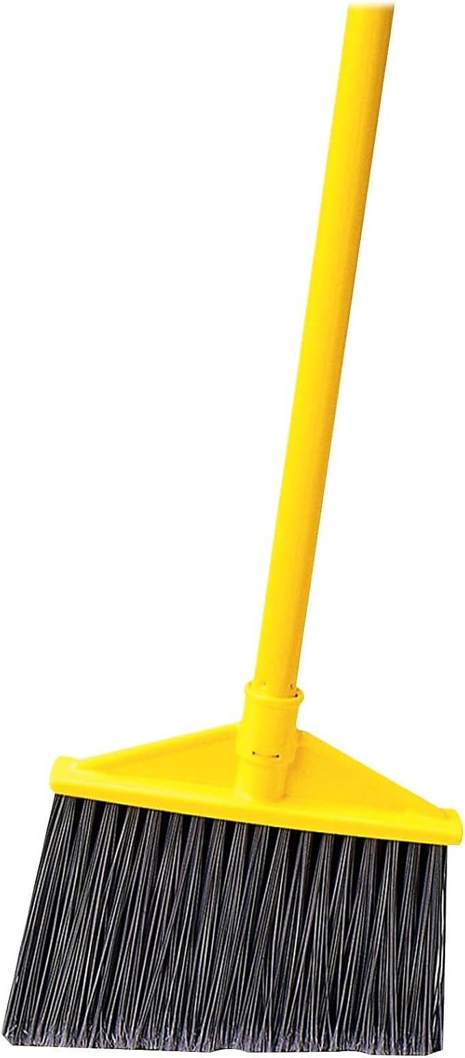 Rubbermaid Commercial Brute Angled Large Broom, Polyethylene Bristles, 46-7/8 Inch Metal Handle, Yellow/Gray (6375-00GY)