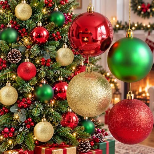 Jenaai 12 Pcs Christmas Ball Ornaments 3.15 Inch Plastic Hanging Bauble