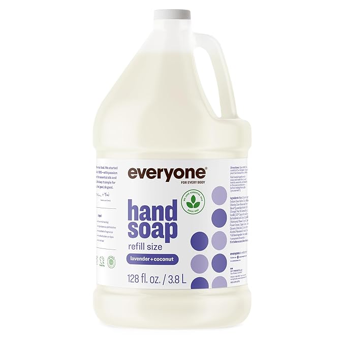 Everyone Liquid Hand Soap Refill, 1 Gallon, Lavender and Coconut, made with Essential Oils for kitchen and bathroom