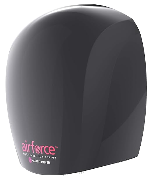 World Dryer - J-162A3 J-162 Airforce Automatic High-Speed Energy-Efficient Hand Dryer Aluminum Cover, Black 110-120V