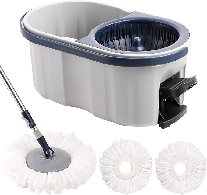 Spin Mop Bucket Set 3 Refills Best Mops for Floor Cleaning Heavy Duty Mops | Spin Mop and Bucket System Spin Mop and Bucket