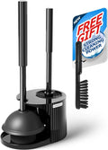 FORASTO 2 in 1 Toilet Plunger and Brush Set,Toilet Bowl Brush Plunger Set,Bathroom Cleaning Tools,Groove Gap Brush,Toilet Brush Plunger Combo,Cleaning Brush,Bathroom Cleaning Supplies