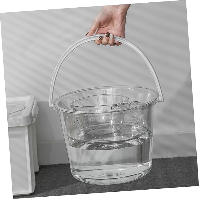 PRETYZOOM 1Set Large Capacity Plastic Bucket with Handle and Scoop Versatile Water Holder for Gardening Home and Kitchen Use Transparent Foot Bath and Wash Basin