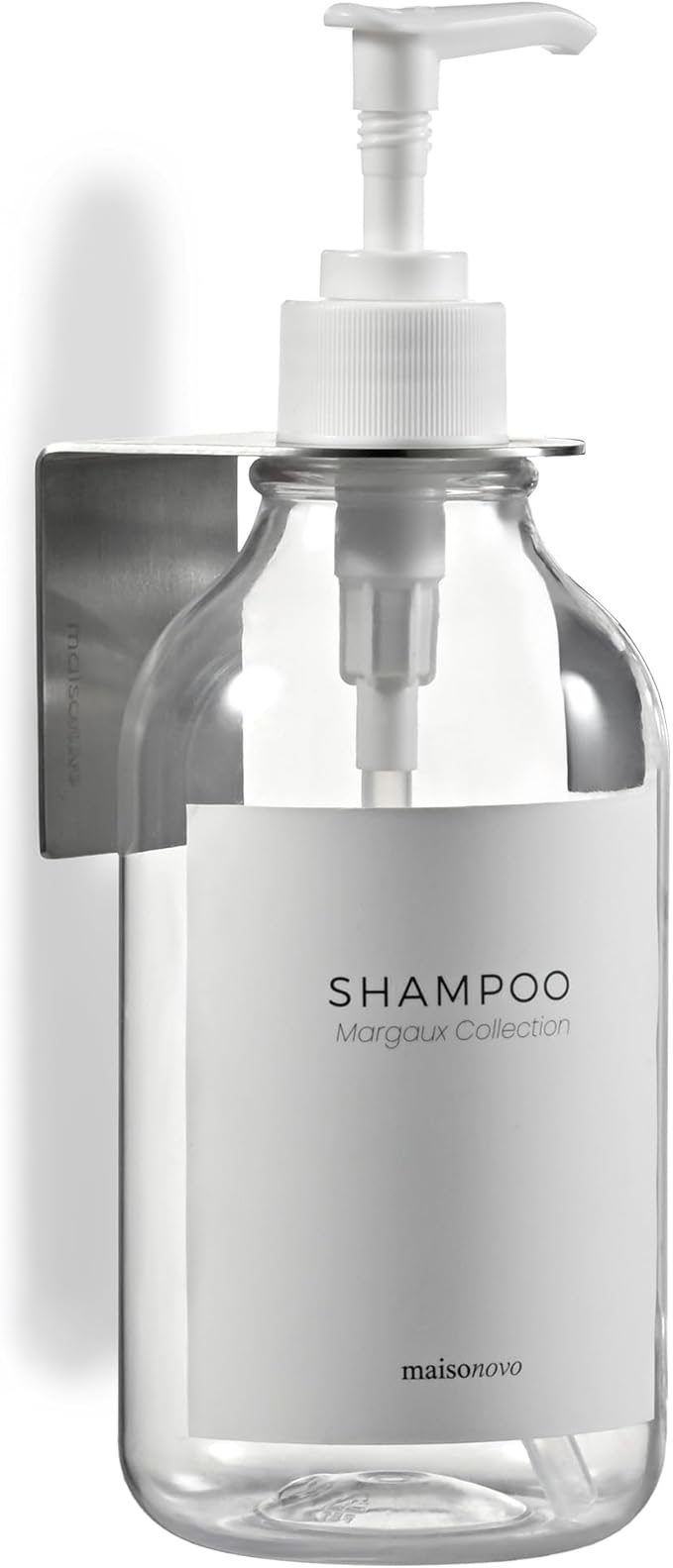 Shampoo and Conditioner Dispenser Wall Mounted Set of 1 Clear - No Drill Shower Soap Dispenser for Bathroom Refillable - Spa Hotel Style Accessories by MaisoNovo