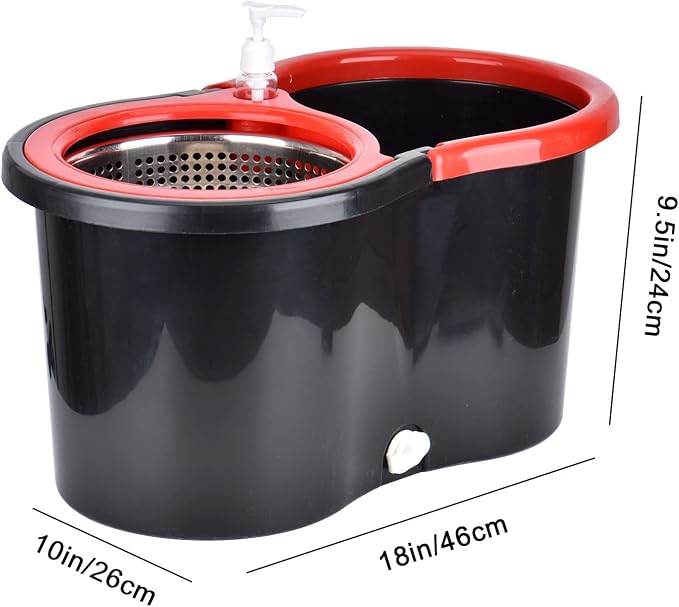 Spin Mop and Bucket with Wringer Set, 3 Mop Refills, 61" Stainless Handle | 360° Spinning Mop System with Stainless Steel Extended Handle & 3 Microfiber Refills for Floor Cleaning