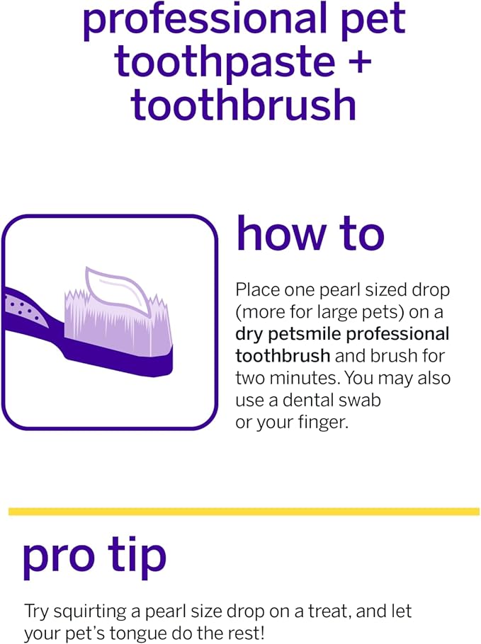 Petsmile Pet Teeth Brushing Kit, Toothpaste + Brush, London Broil 2.5 Oz | Toothpaste + 45° Patented Toothbrush, VOHC Accepted, Calprox® Powered, 4-Month Supply, Human-Grade, Clinically Proven