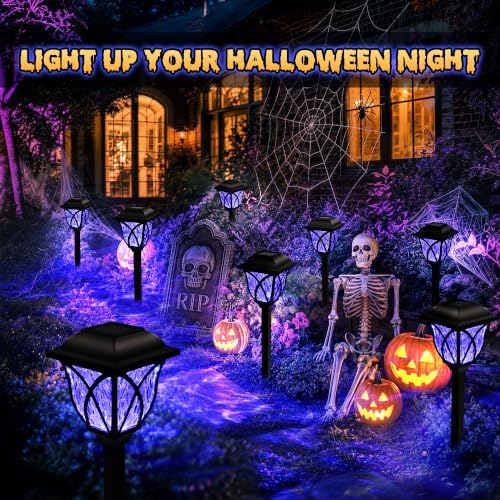 GIGALUMI Solar Halloween Lights Outdoor Decor, Solar Pathway Lights 6 Pack