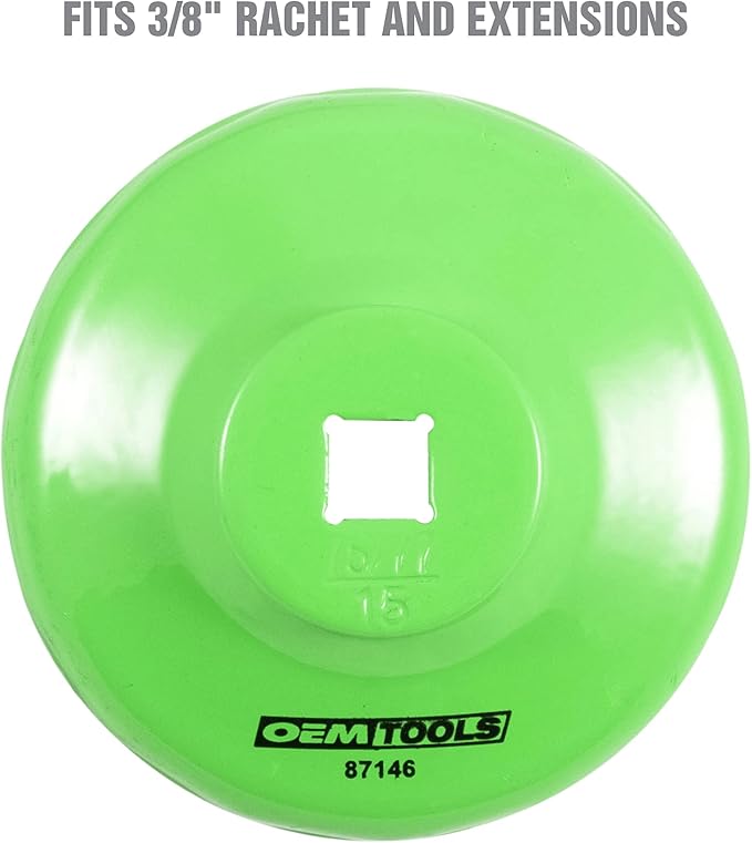 OEMTOOLS 87146 75/77 Millimeter 15 Flute Oil Filter Wrench, Green, Blend