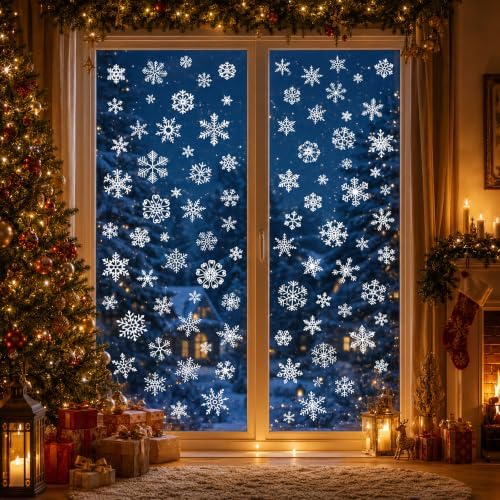 Christmas Decorations - 9 Sheets Christmas Snowflakes Window Clings