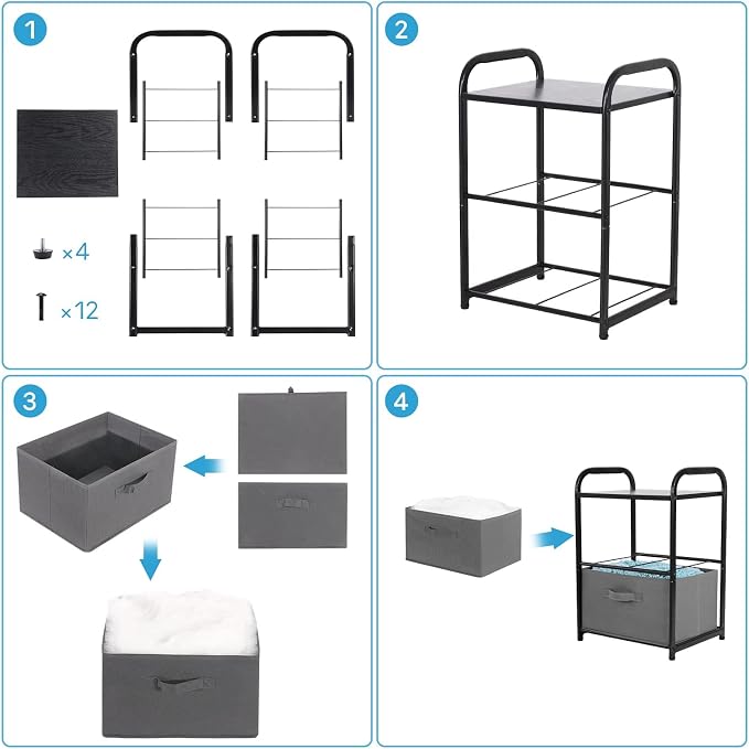 MAX Houser Dresser for Bedroom with 2 Drawers, Dark Grey | Wide Chest of Drawers, Fabric Dresser, Storage Organizer Unit with Fabric Bins for Closet, Living Room, Hallway