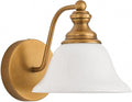 Brass Wall Sconce, 7.87" W x 7.87" H Vintage Gold Brushed Metal Wall Lighting, E26 Bulb Base, Farmhouse Wall Lamp for Hallway, Bedside, Corridor, Bedroom, Bathroom Vanity (Bulb Not Inclu